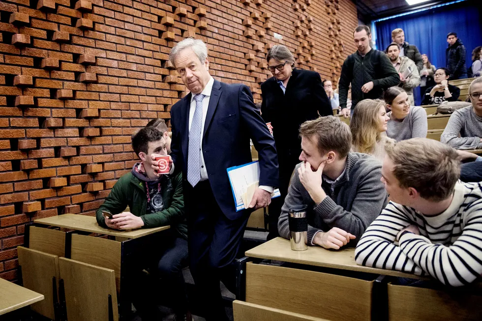 Sentralbanksjef Øystein Olsen holdt onsdag årstalen for studentene på UiO. Foto: Per Thrana