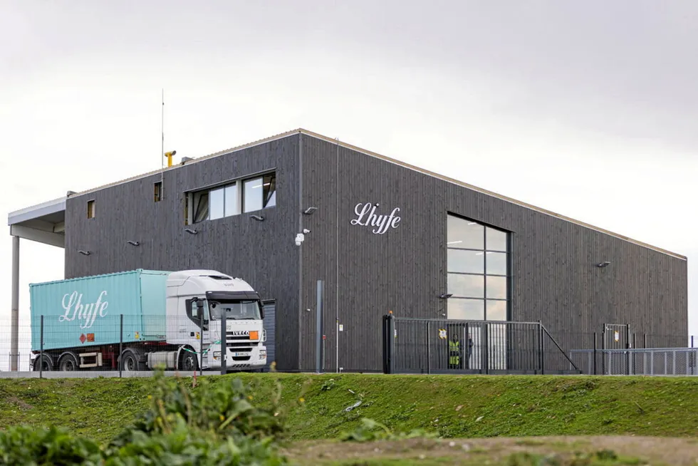 A green hydrogen production site developed by Lhyfe in Bouin, France.