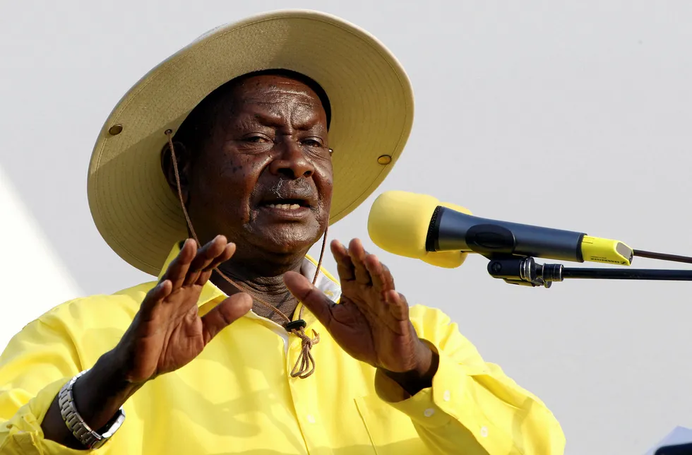 Target: Uganda's President Yoweri Museveni is keen to see Lake Albert oil development jump all the hurdles by the end of the year