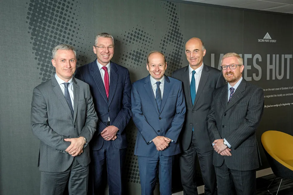 Meet the team: from left, Siccar Point head of operations and developments Marshall Allerton: finance director Doug Fleming, chief executive Jonathan Roger, subsurface director Iain Bartholomew and general counsel David Sheach