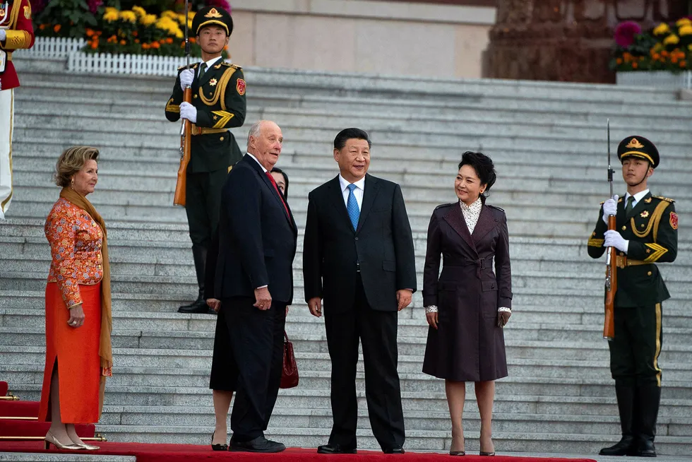Kinas president Xi Jimping tok i mot det norske kongeparet tirsdag.