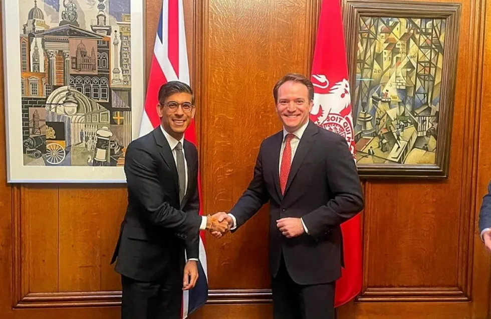 All smiles: UK Prime Minister Rishi Sunak (left) and Gareth Davies, Exchequer Secretary to the Treasury.