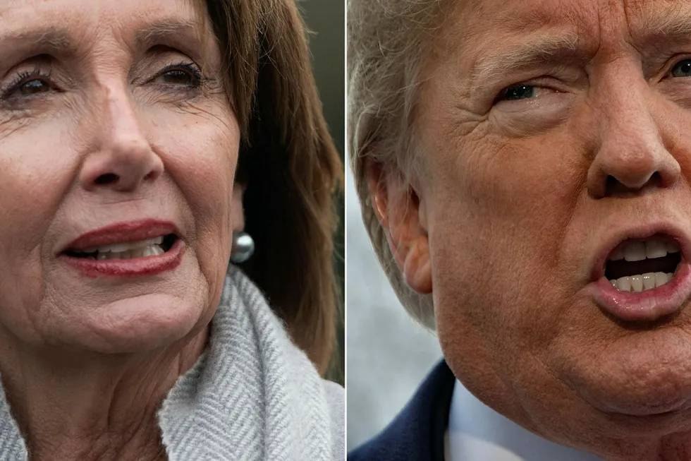 Demokratenes leder Nancy Pelosi i Representantenes hus og USAs president Donald Trump kjempet innbitt under hele «shutdownen» om landets budsjett.