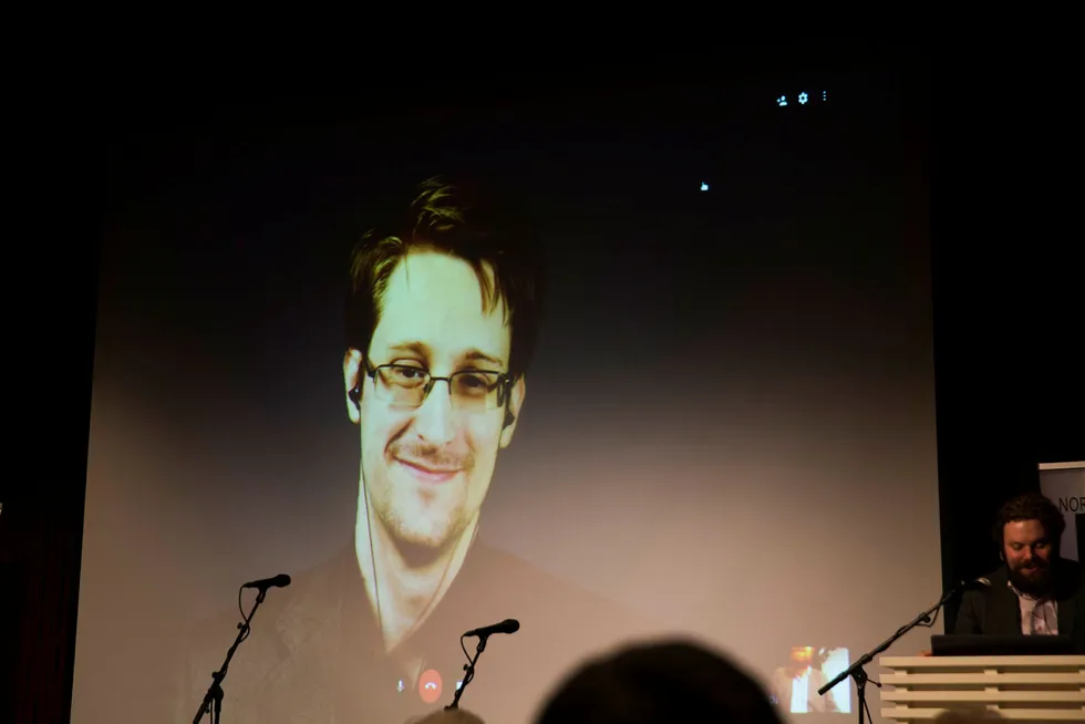 Edward Snowden, her på Litteraturhuset i november, via videokonferanse fra Moskva, mener lekkasjene fra CIA ser ekte ut. Foto: Roald, Berit