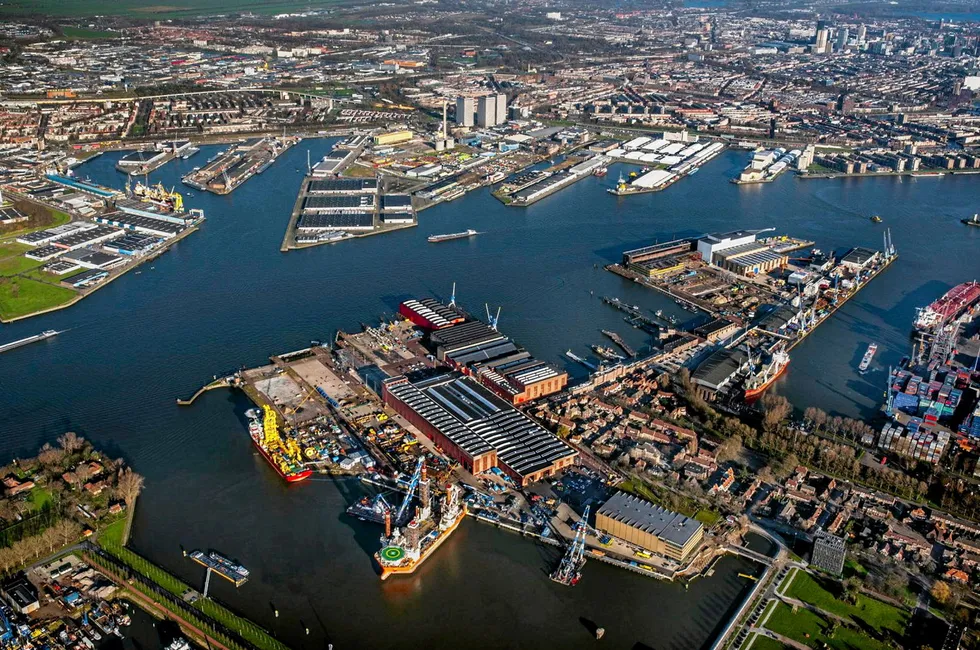 The M4H redevelopment area of the Port of Rotterdam (in top half of picture), where the new factory will be built.