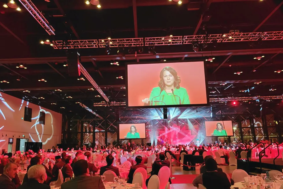 Bullish outlook: Danielle Smith, Alberta premier, speaking at the opening of the 24th WPC Congress in Calgary, Canada, on Sunday.
