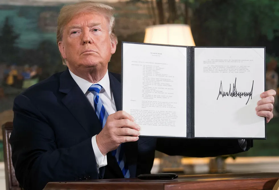 Stand off: US President Donald Trump signed a document reinstating sanctions against Iran on Tuesday, which could have implications for Serica at the Rhum field, where it will be partnered by the Iranian Oil Company after completion of a deal with BP