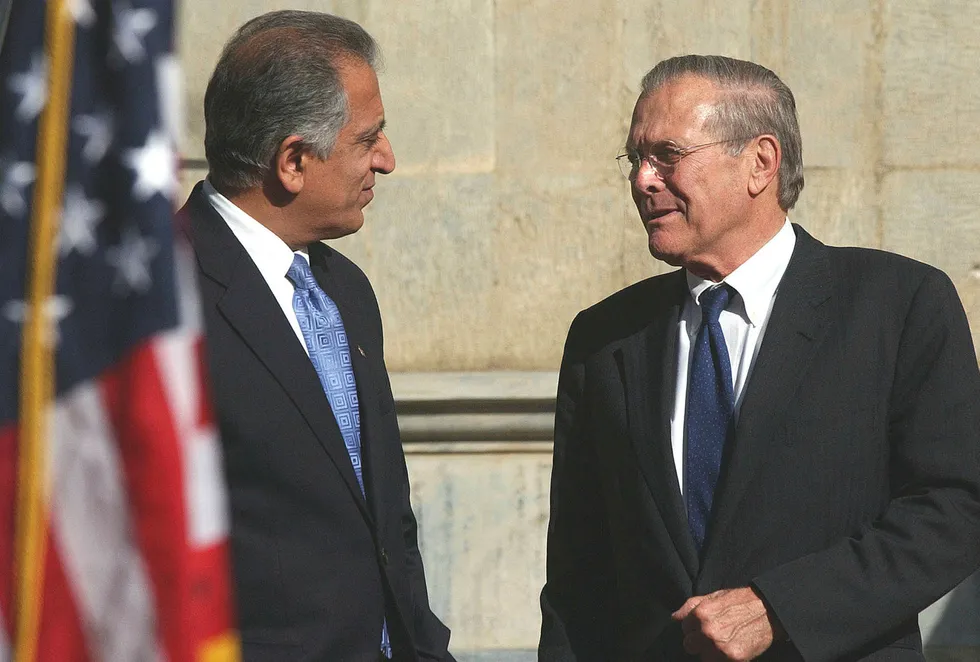 USAs tidligere ambassadør til Afghanistan og Irak Zalmay Khalilzad sitter nå i styret i DNO-hovedeier Rak Petroleum. Foto: Emilio Morenatti/AP/NTB Scanpix