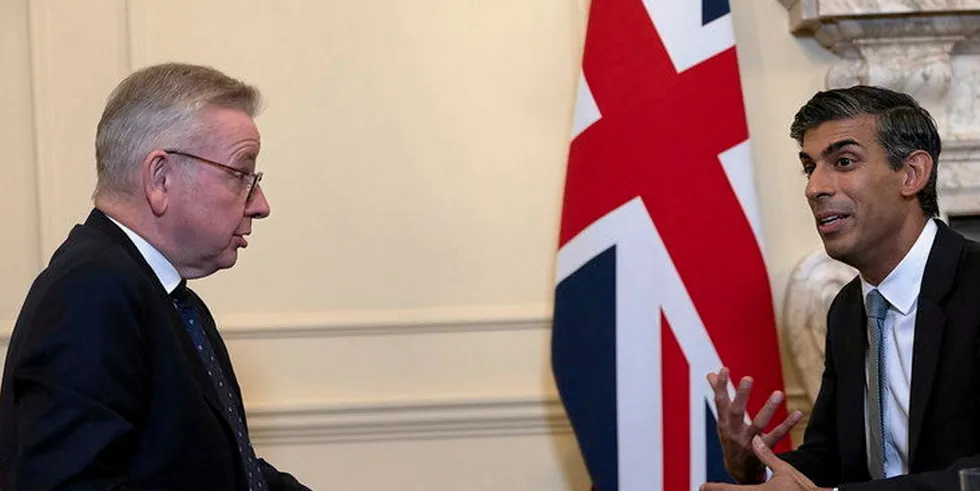 UK Levelling-up secretary Michael Gove (left) with Prime Minister Rishi Sunak.