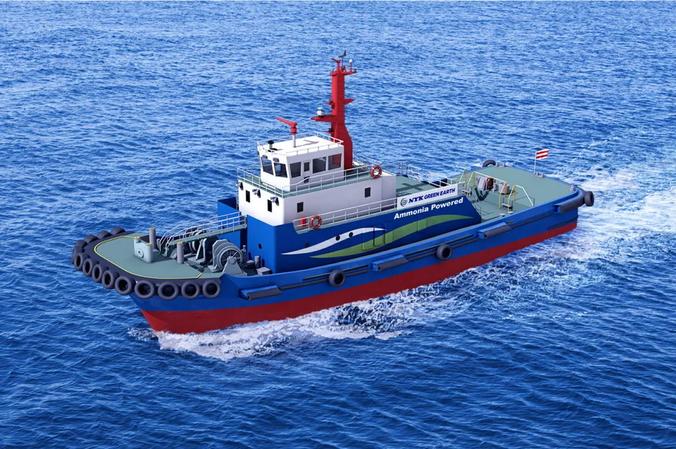 A computer rendering of the yet-to-be-completed A-Tug, which is due to be filled with ammonia in May.
