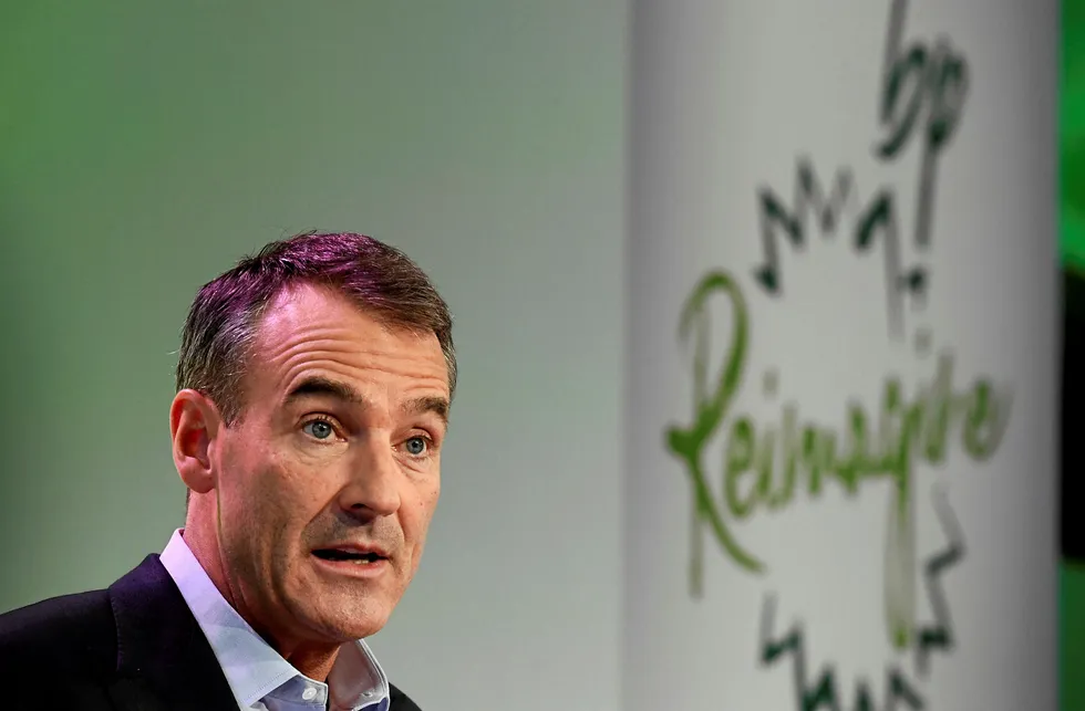 Reinventing: BP chief executive officer Bernard Looney presenting the company's new strategic objectives in London