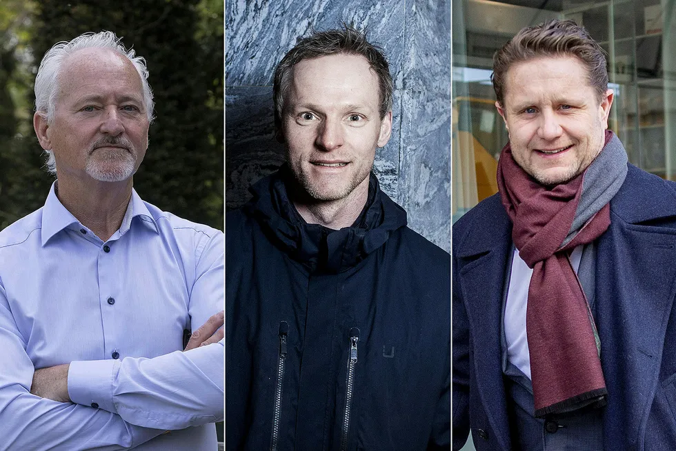 Fra venstre er tidligere Fast-topp Robert Keith, investor Ketil Skorstad og investor Kristian G. Lundkvist. Disse tre, sammen med Edvin Austbø, eier nå samlet over halvparten av aksjene i Thin Film.