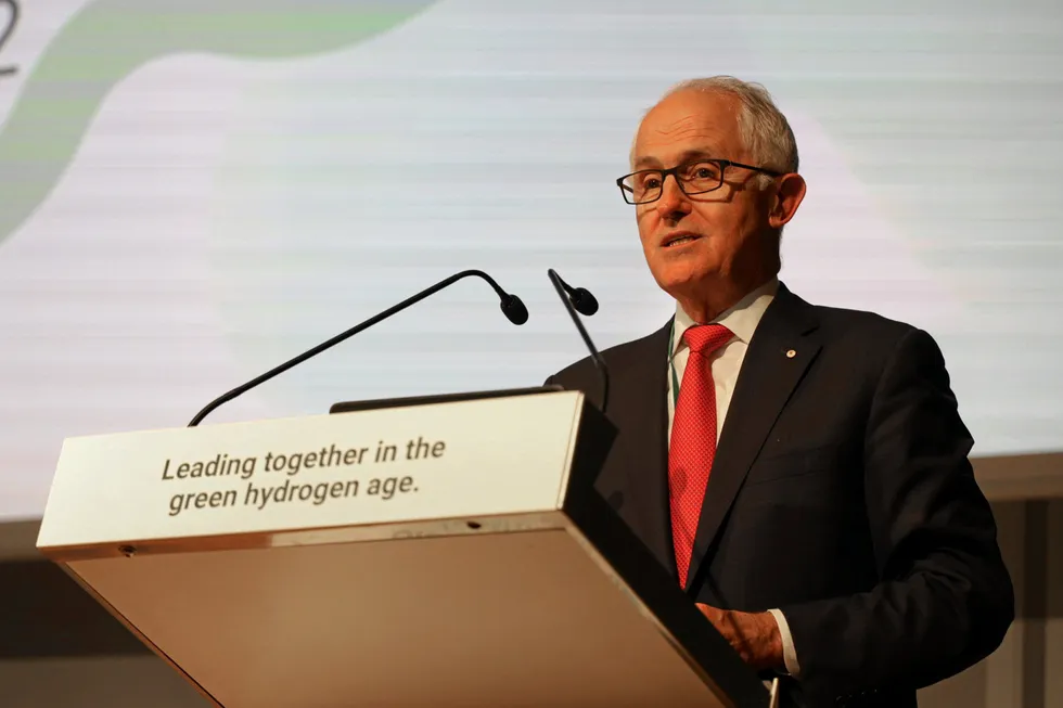 Malcolm Turnbull, chairman of the Green Hydrogen Organisation and former Australian prime minister, speaking at the Global Green Hydrogen Assembly in Barcelona earlier this year.