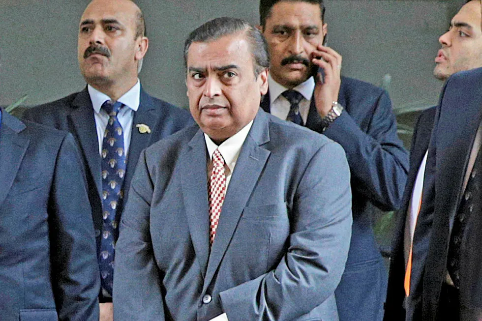 Progress: Reliance Industries chairman Mukesh Ambani arrives for the company's annual general meeting in Mumbai earlier this month