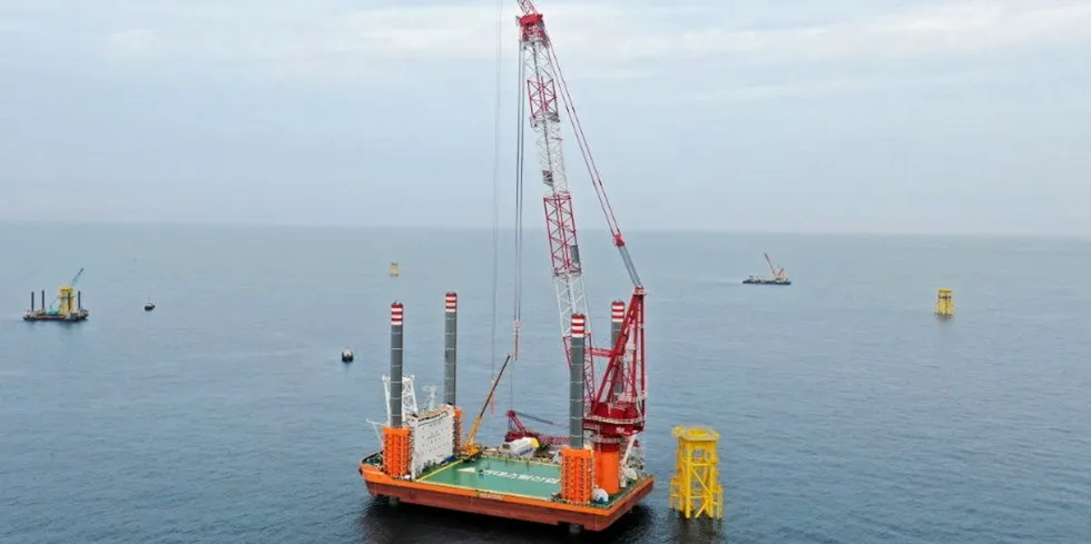 South Korea is starting to see more offshore wind installation, like the operation involving this Hyundai-built jack-up near Jeju Island