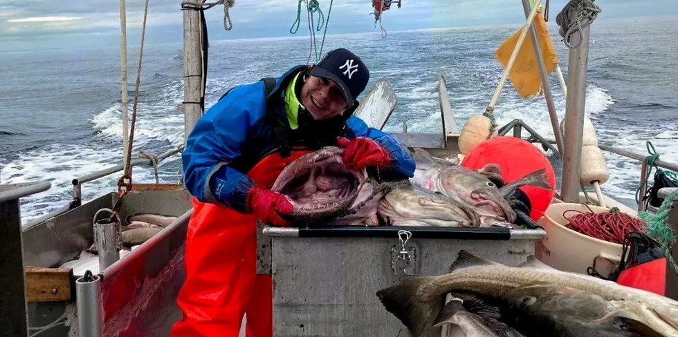 Joakim Johansen, en godt fornøyd skipper på «Jenni Sofie» med 1600 kilo på syv stamper.