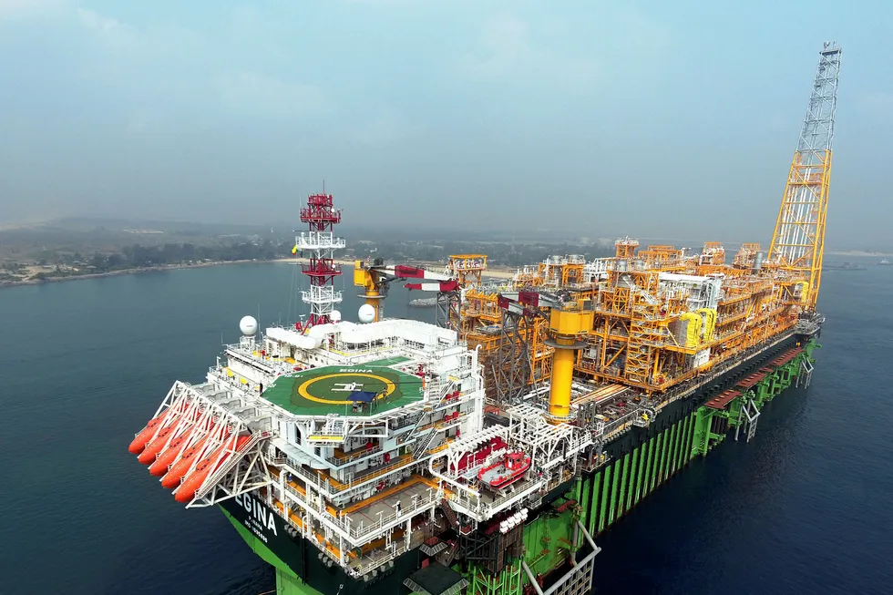 Satellite: Preowei will be tied back to Total's Egina FPSO, shown here entering Lagos channel in 2018 before heading out to be installed in OML 130