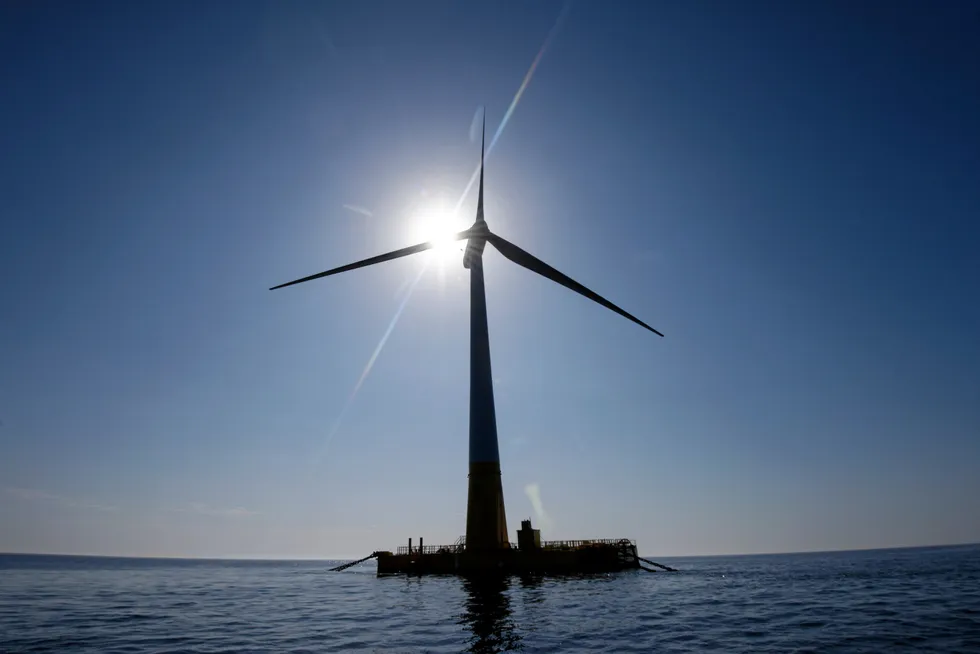 Pioneer: the first floating offshore wind turbine, Ideol FloatGen, pictured off western France in 2018
