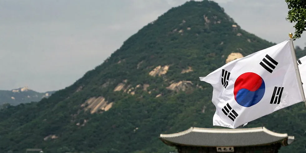 The South Korean flag waves as offshore wind offers a chance to rejuvenate coastal regions and marine industries