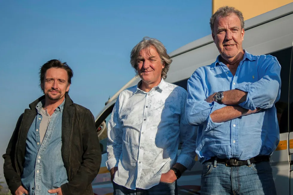Den nye serien til Richard Hammond, James May og Jeremy Clarkson «The Grand Tour» er blant flaggskipene til Amazon Prime. Foto: STEFAN HEUNIS / AFP / NTB Scanpix