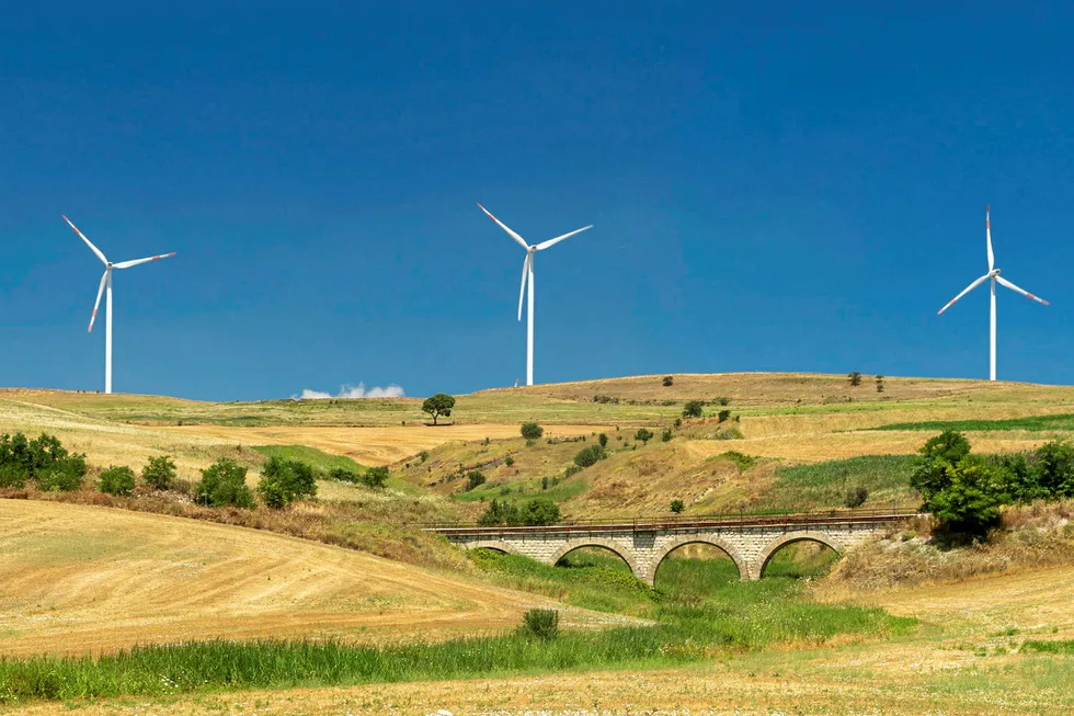 New developments: a wind farm in the Puglia region of southern Italy