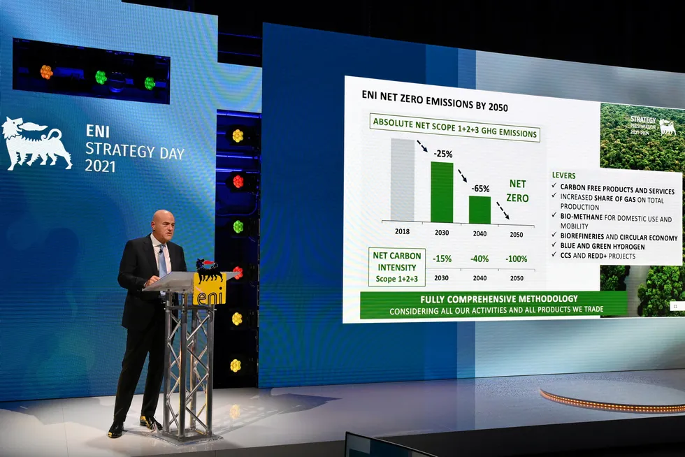 Big plans: Eni chief executive Claudio Descalzi outlines the company's strategy through to 2024