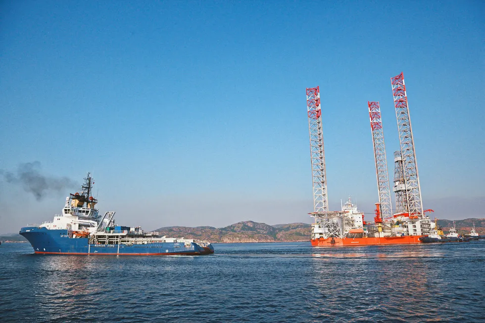 On its way: jack-up Arkticheskaya being towed to a drilling location in the Kara Sea