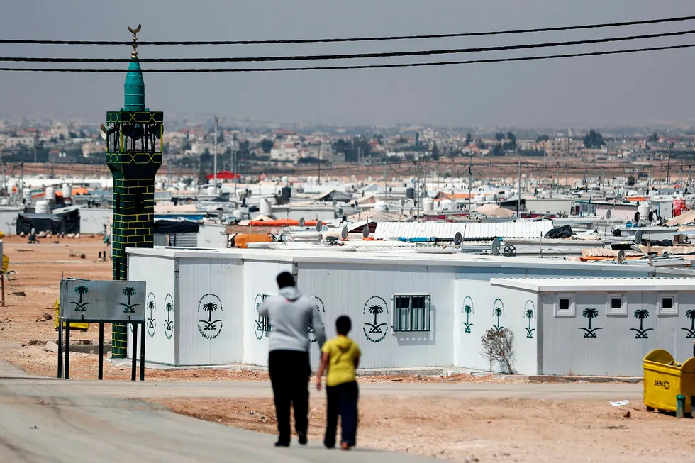 Det er rundt 80 000 syriske flyktninger i Zaatari flyktningleir i Jordan. Foto: THOMAS COEX/AFP/NTB scanpix