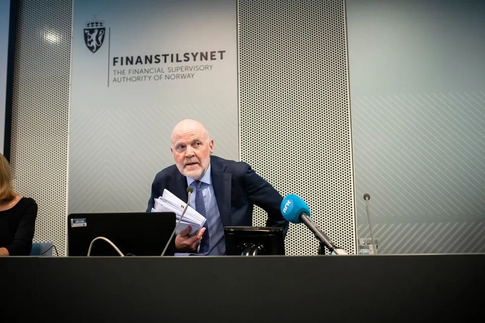 Finanstilsynets sjef Morten Baltzersen legger onsdag frem tilsynets halvårige rapport Finansielt utsyn.
