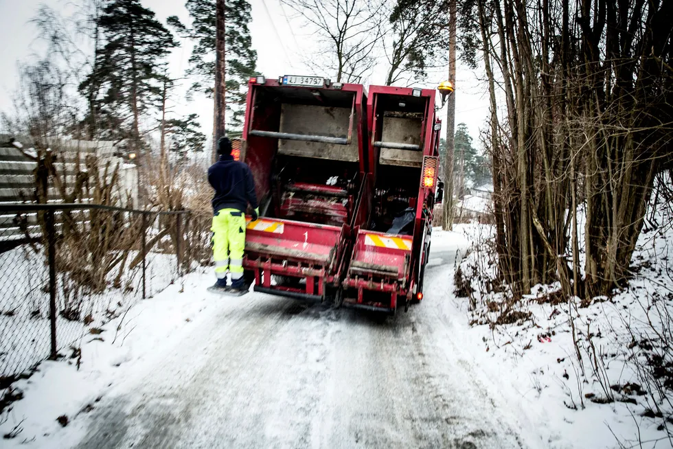 Søppelbil fra RenoNorden. --- Foto: Foto: Gaute Iversen