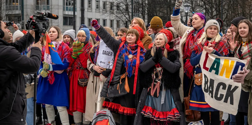 Sami protestors took to the streets of Oslo.