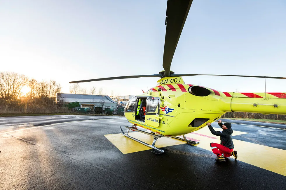 Luftambulanse-helikopter på oppdrag i Trondheim. Foto: Kallestad, Gorm/NTB Scanpix