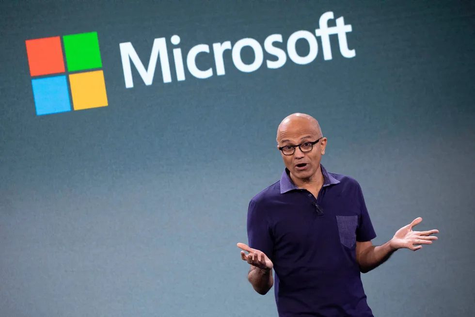 Toppsjef i Microsoft, Satya Nadella, la frem kvartalstall tirsdag kveld.