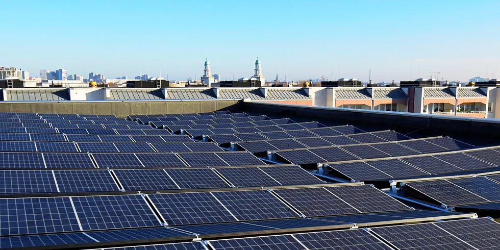 Solar installation on top of a newspaper building in Berlin