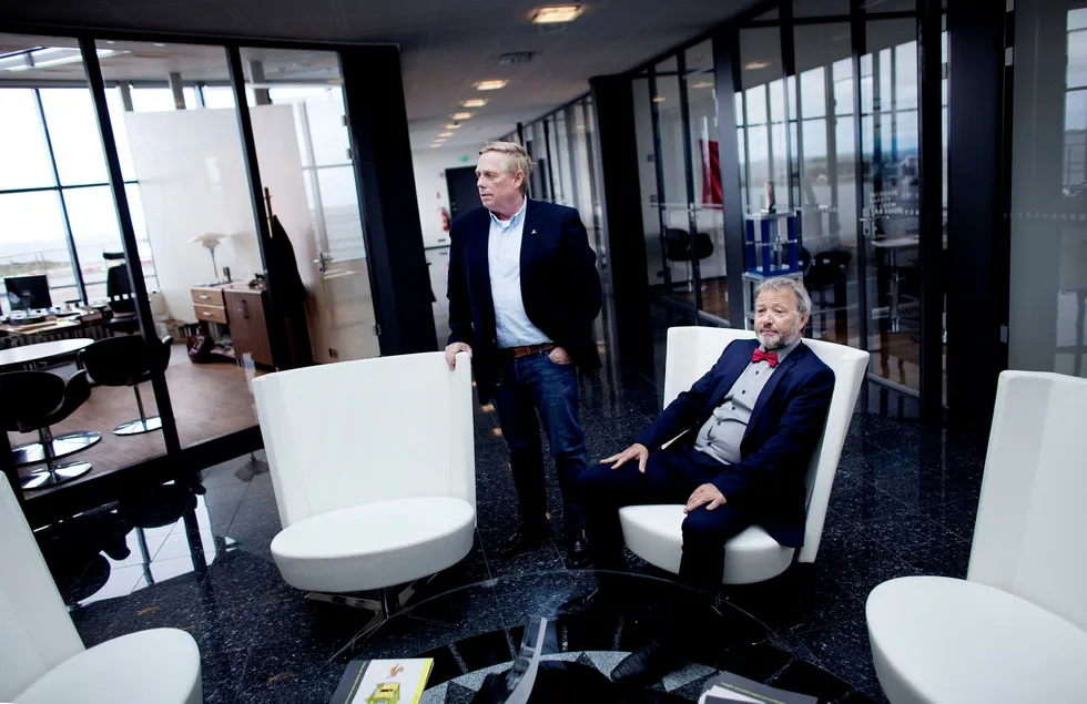 Gründer Jan Erik Vikeså og pressetalsmann Rune Haaland i Saga Energy. Foto: Tomas Larsen