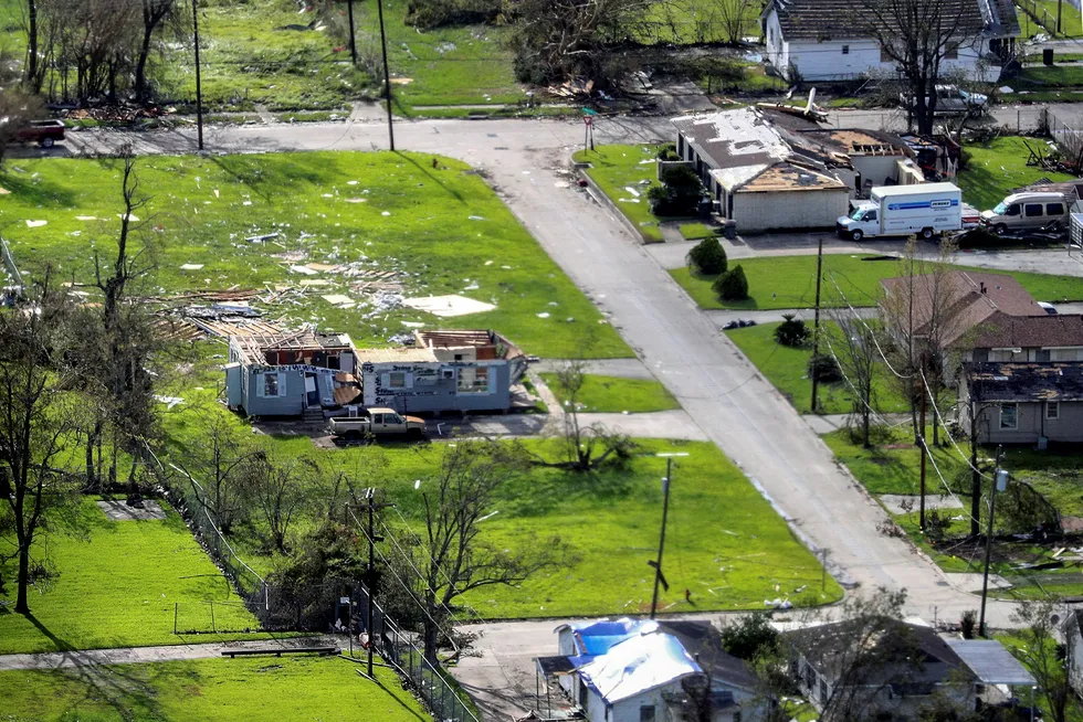 Damage: in Lake Charles, Louisiana following Hurricane Laura
