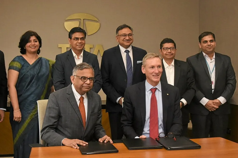 Executives from Cummins and Tata Motors, pictured after signing last November's MoU.