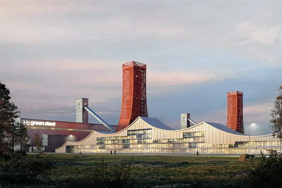 Projection of H2 Green Steel's mill in Boden, Sweden.