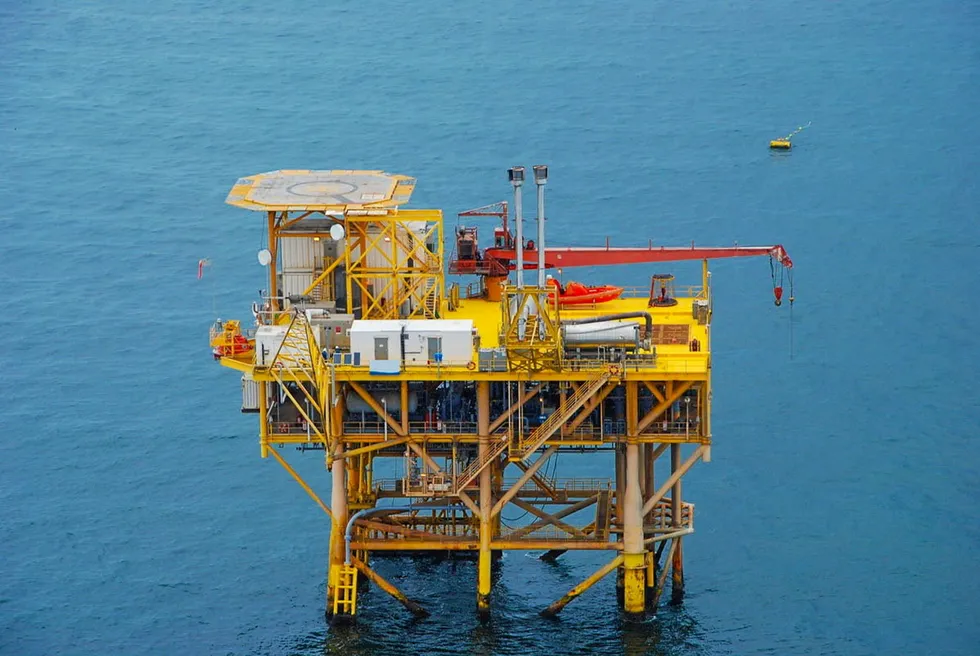 Fixed production platform at the Amistad field offshore Ecuador.
