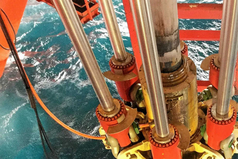 Drilling ahead: the moonpool on the semi-submersible Transocean Spitsbergen drilling off the UK