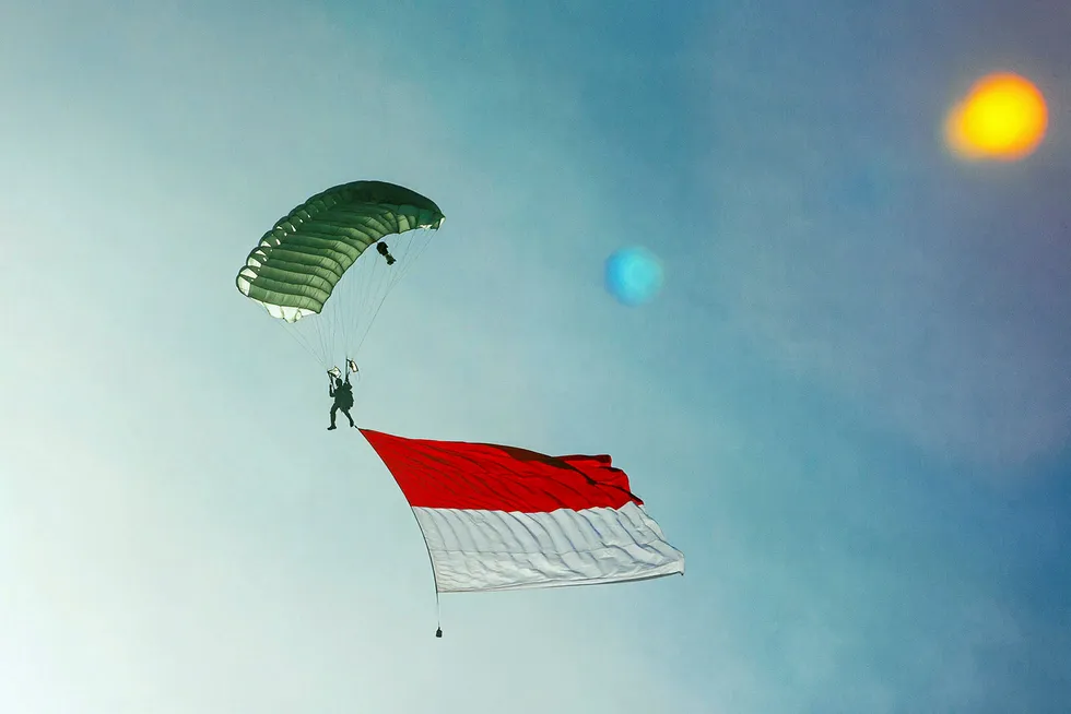 Flag flying: in the Indonesian province of Sumatra