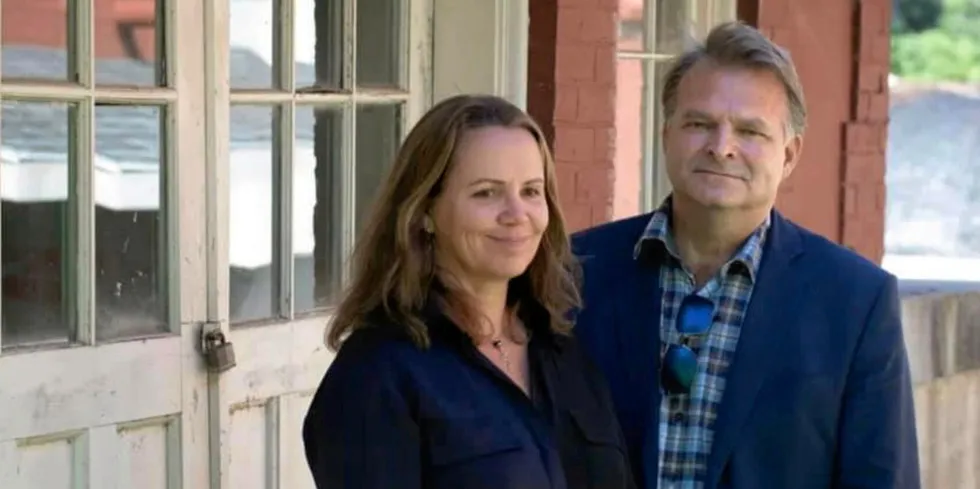 Erik Heim and Marianne Naess. Heim was the founder of land-based salmon and kingfish company Nordic Aquafarms. Since leaving Nordic, the two have launched a new land-based project, Katahdin Salmon.