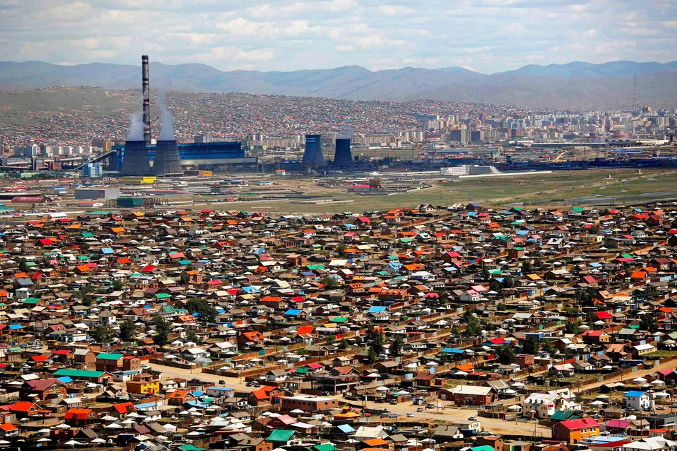 Waiting for cleaner energy: a yurt and small housing area, known as a ger district, is seen in the Mongolia's capital of Ulaanbaatar