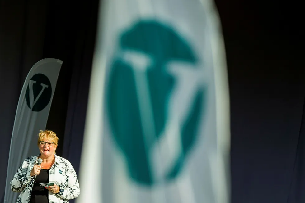Venstre-leder Trine Skei Grande åpner valgkampen på St. Hanshaugen i Oslo tirsdag ettermiddag. Foto: Vegard Wivestad Grøtt / NTB scanpix