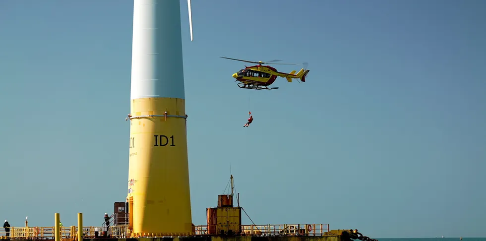 Helicopter rescue exercise at FloatGen project off France