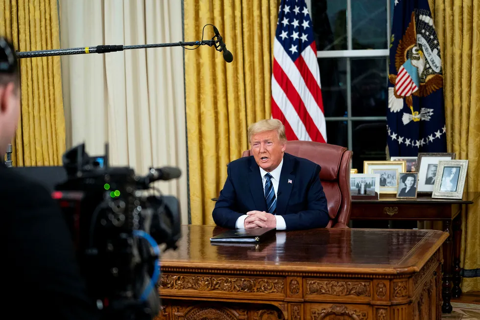 President Donald Trump snakket til nasjonen fra det ovale kontoret.
