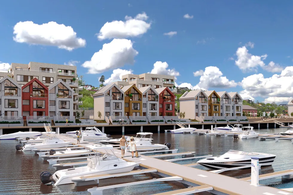 På Solnes Marina i Tønsbergfjorden er det planlagt rundt 135 leiligheter. Prosjektet er anslått å koste rundt en milliard kroner.