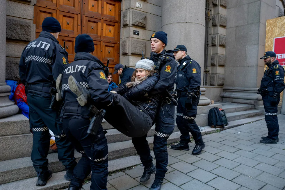 Greta Thunberg was detained by Norwegian police in Oslo after joining anti wind farm protest