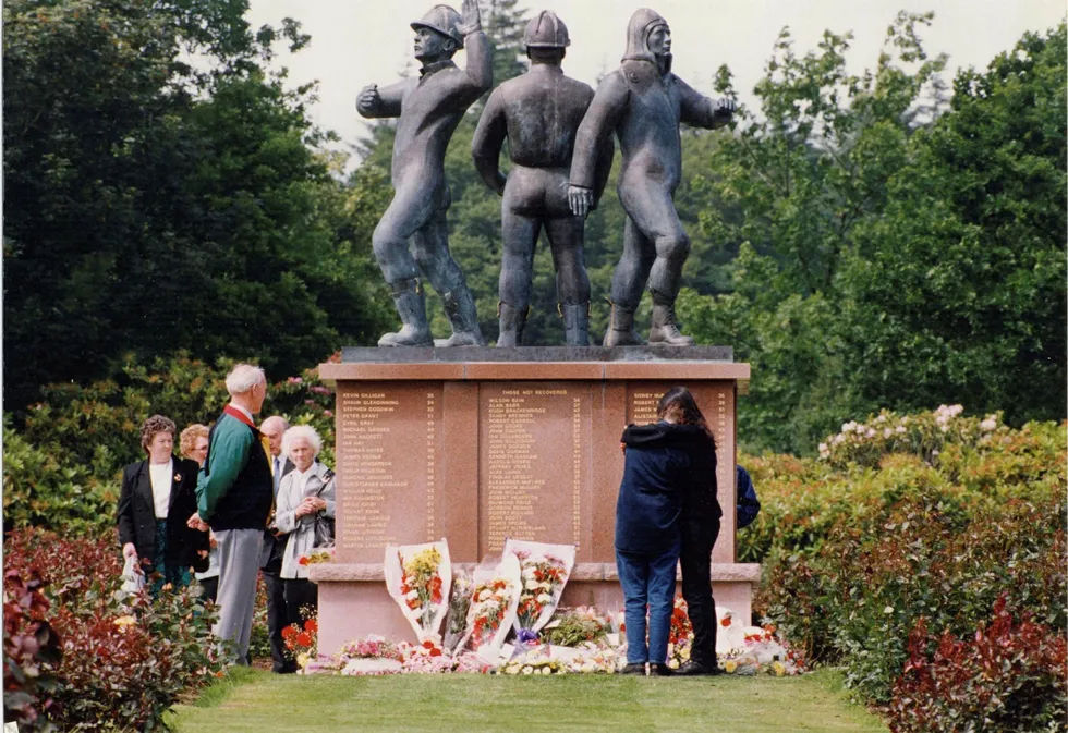 Remembrance: the Piper Alpha memorial in Aberdeen on a previous anniversary of the 1988 disaster, in which 167 men died