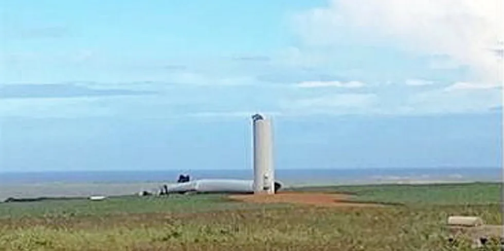 Remains of collapsed Vestas turbine at Walkaway wind farm in Western Australia